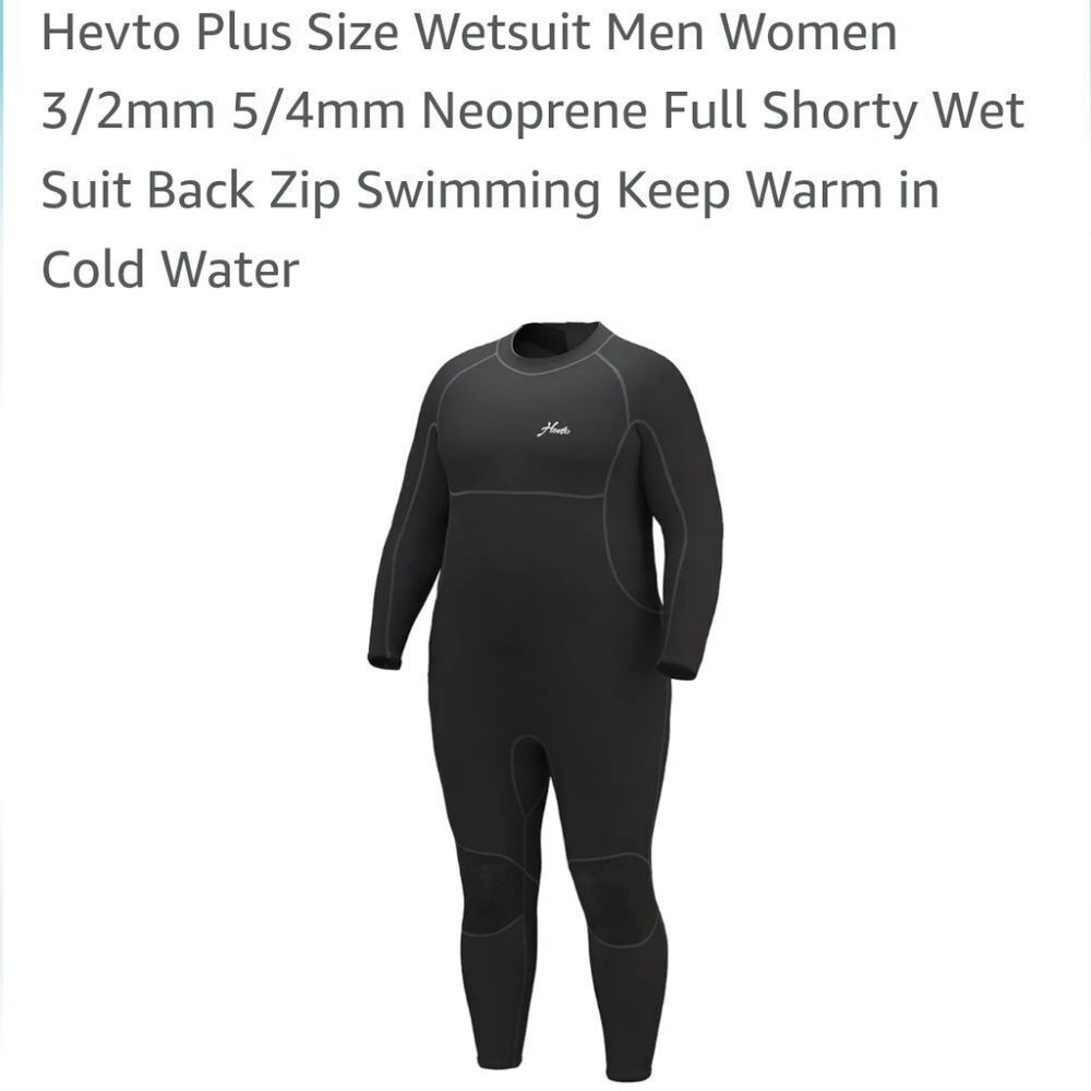 Hevto Plus Size Wetsuit Men Women 3/2mm 5/4mm Neoprene Full Shorty Wet Suit. New